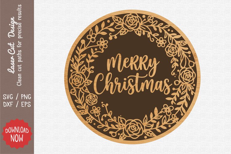 Merry Christmas Round Sign SVG example image 1