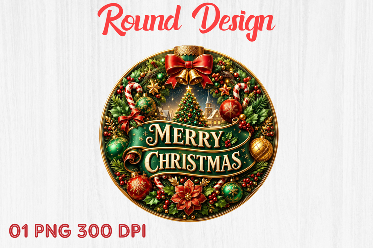 Merry Christmas Round Sublimation Png