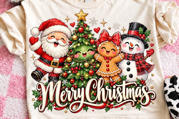 Merry Christmas Santa Gingerbread Snowman PNG example image 1