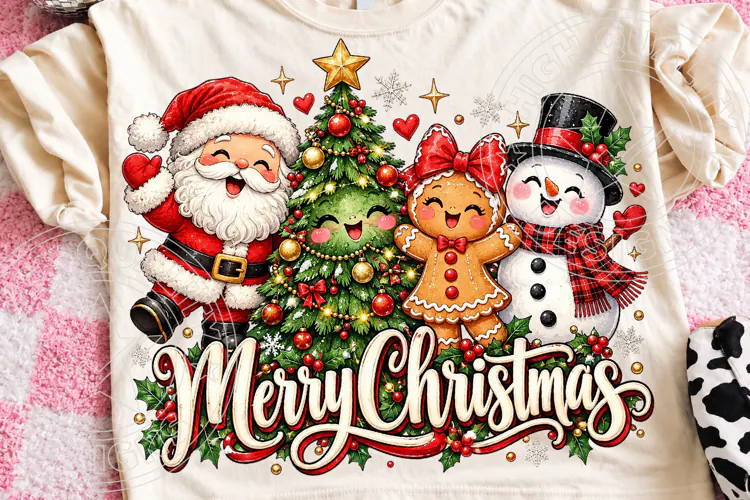 Merry Christmas Santa Gingerbread Snowman PNG