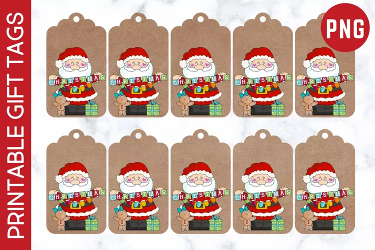 Merry Christmas Santa Printable Gift Tags