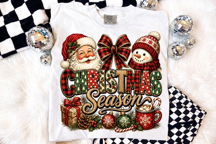 Merry Christmas Season Sublimation Vintage Santa Snowman