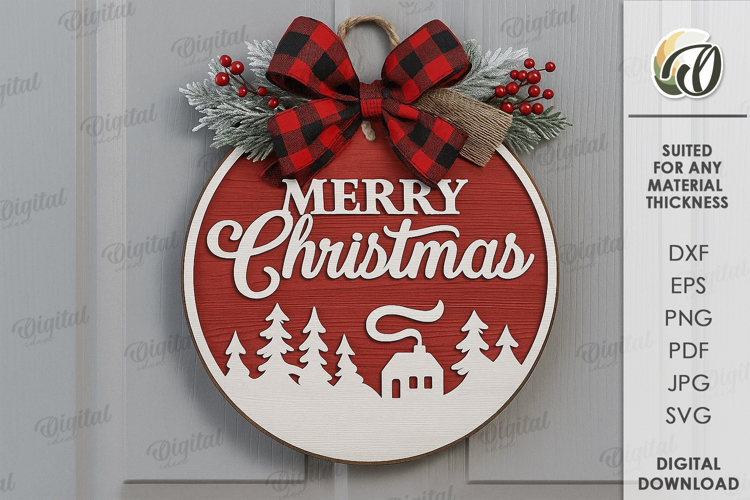 Merry Christmas Wall Sign Lasercut. Christmas Wall decor SVG example image 1