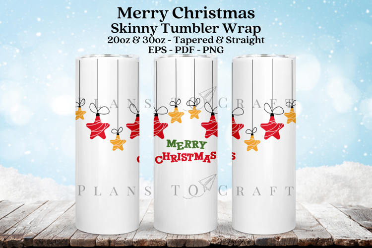 Merry Christmas Skinny Tumbler Sublimation Wrap SVG