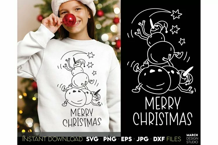 Fanny Snowman Family Merry Christmas Saying SVG | Star SVG