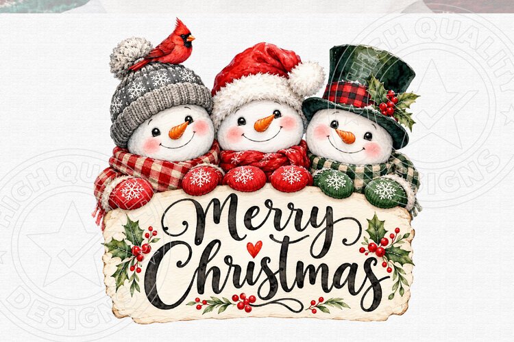 Merry Christmas Snowman PNG example image 1