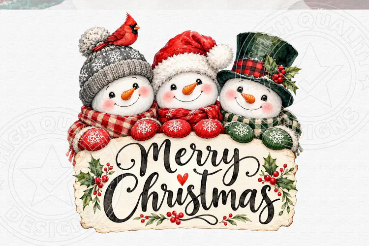 Merry Christmas Snowman PNG