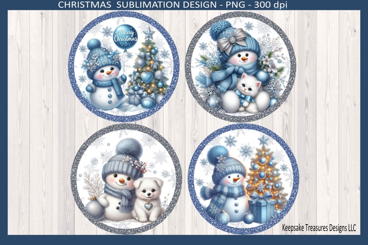 Merry Christmas Snowmen Tree Ornaments Sublimation Png