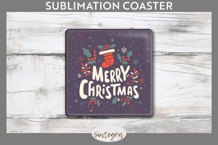 Merry Christmas Square Coaster Sublimation example image 1