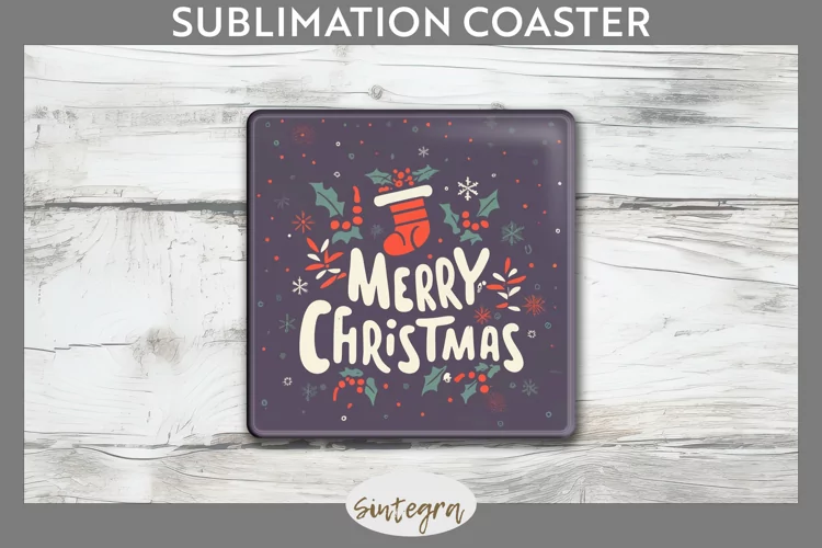 Merry Christmas Square Coaster Sublimation