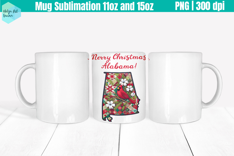Christmas State Patchwork Mug Wrap 15OZ and 11OZ