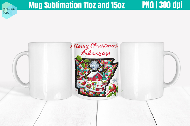 Christmas State Patchwork Mug Wrap 15OZ and 11OZ
