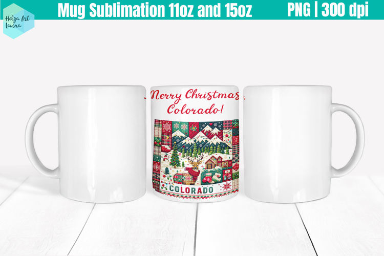 Christmas State Patchwork Mug Wrap 15OZ and 11OZ