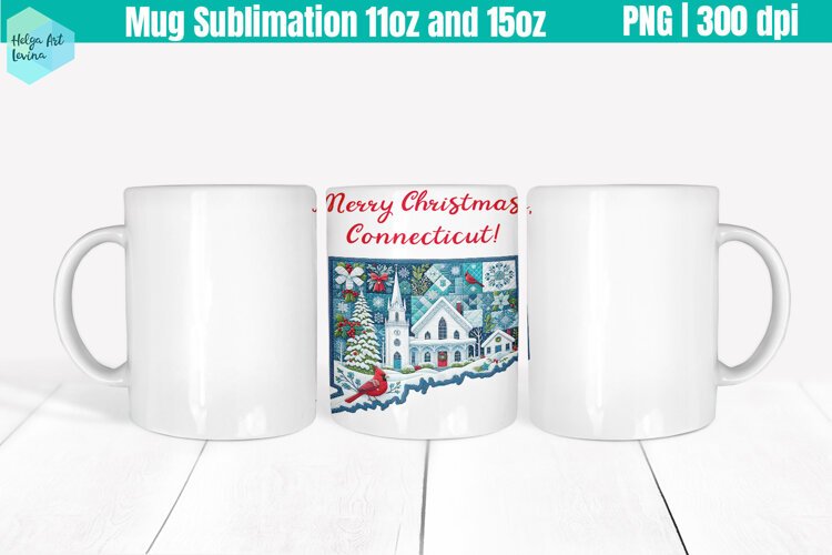 Christmas State Patchwork Mug Wrap 15OZ and 11OZ example image 1