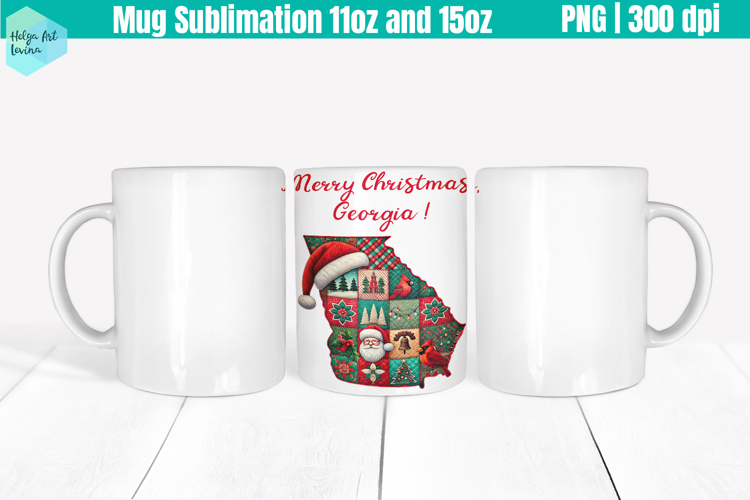 Christmas State Patchwork Mug Wrap 15OZ and 11OZ
