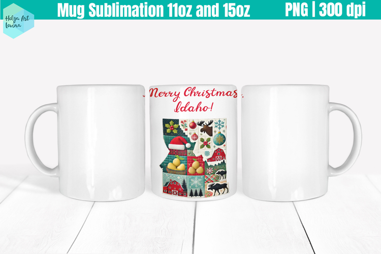 Christmas State Patchwork Mug Wrap 15OZ and 11OZ