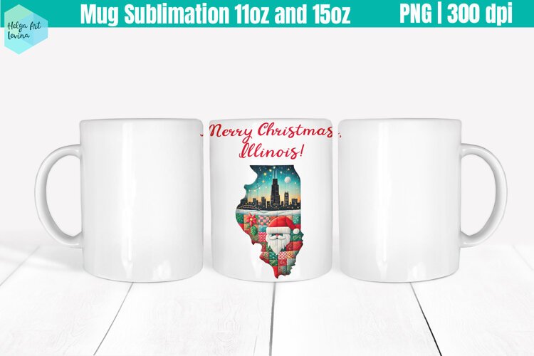 Christmas State Patchwork Mug Wrap 15OZ and 11OZ example image 1