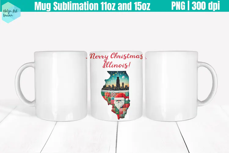 Christmas State Patchwork Mug Wrap 15OZ and 11OZ