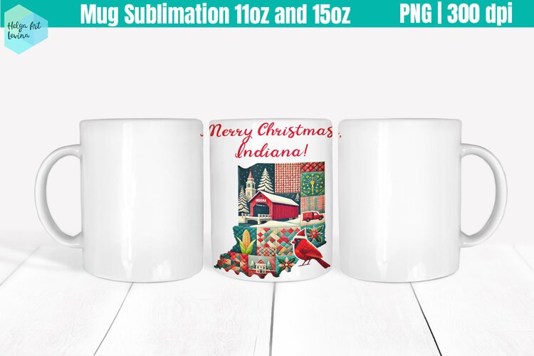 Christmas State Patchwork Mug Wrap 15OZ and 11OZ example image 1