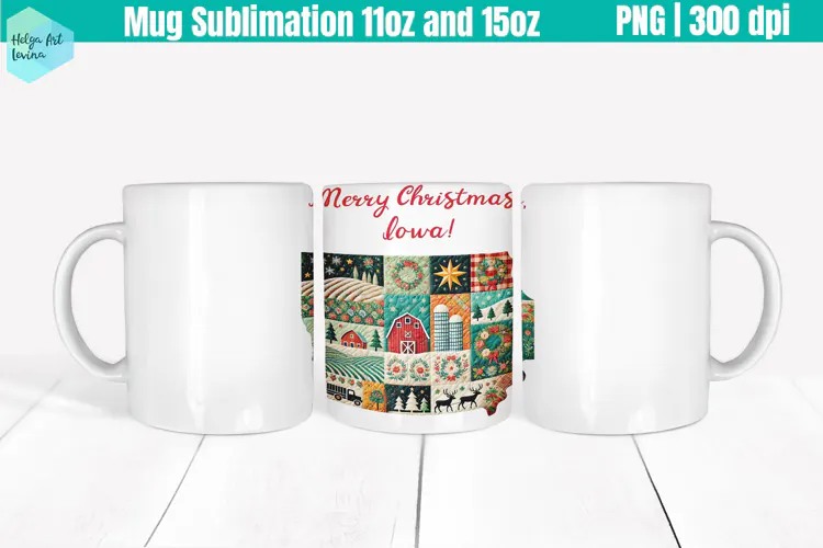 Christmas State Patchwork Mug Wrap 15OZ and 11OZ