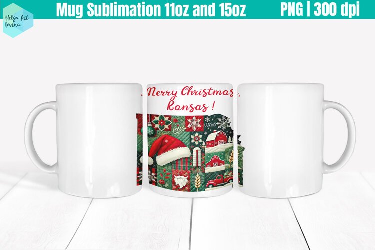 Christmas State Patchwork Mug Wrap 15OZ and 11OZ example image 1