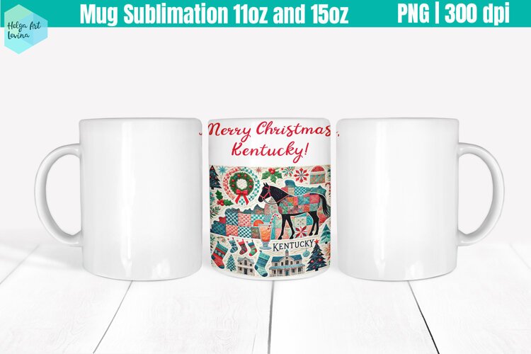 Christmas State Patchwork Mug Wrap 15OZ and 11OZ example image 1