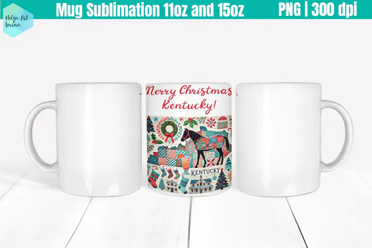 Christmas State Patchwork Mug Wrap 15OZ and 11OZ