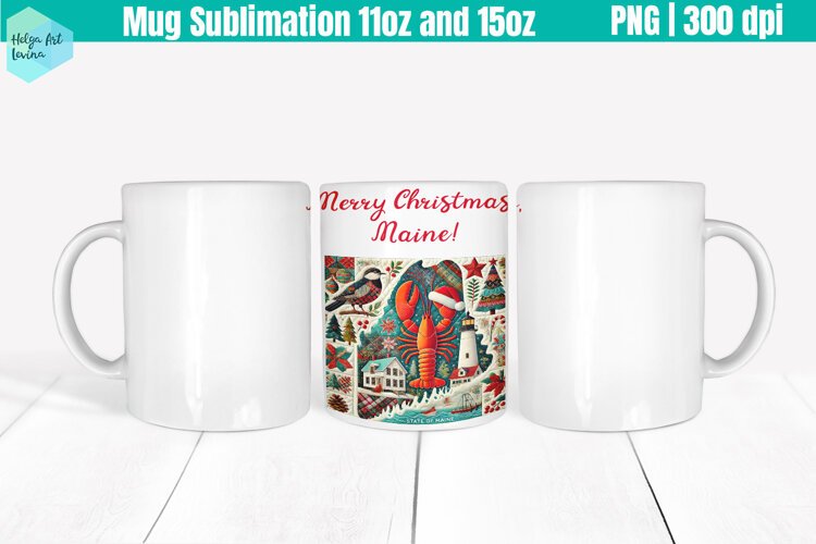 Christmas State Patchwork Mug Wrap 15OZ and 11OZ example image 1