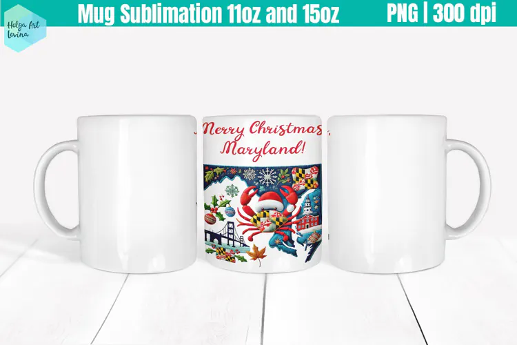 Christmas State Patchwork Mug Wrap 15OZ and 11OZ