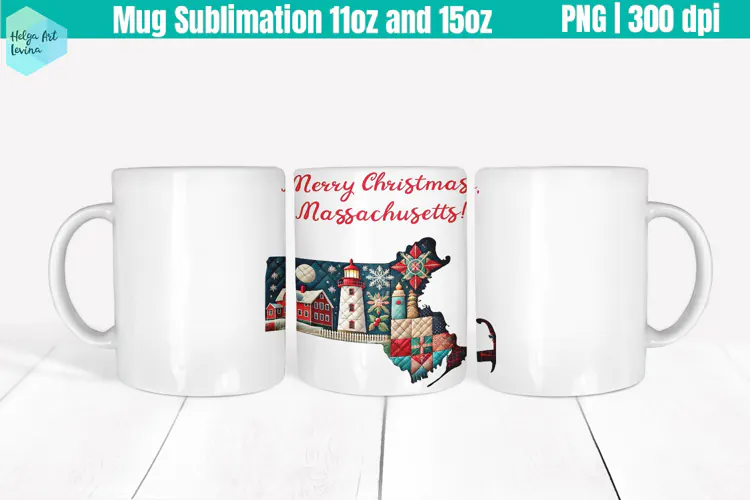 Christmas State Patchwork Mug Wrap 15OZ and 11OZ