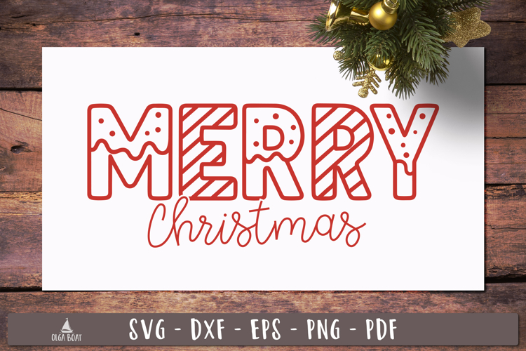 Merry Christmas SVG Lettering Gingerbread design