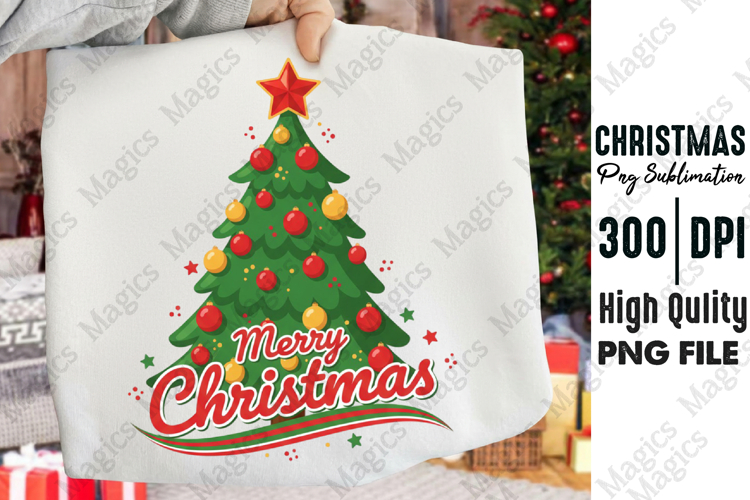 Merry Christmas Tree PNG Sublimation