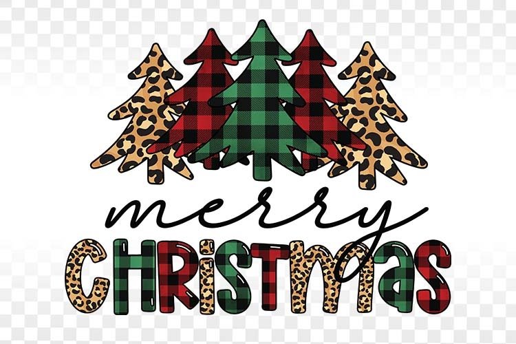 Merry Christmas Buffalo Plaid Christmas Trees Sublimation