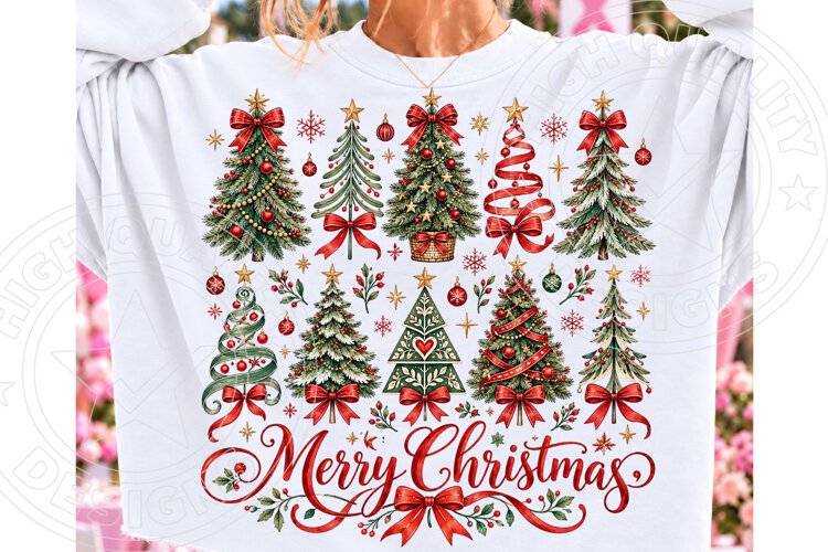 Merry Christmas Trees PNG example image 1