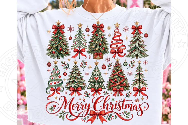 Merry Christmas Trees PNG