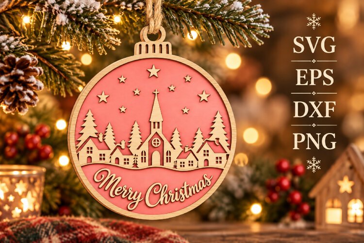 Merry Christmas Village SVG Laser Cut example image 1