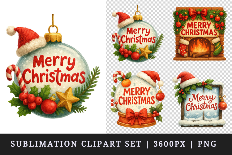 Merry Christmas clipart printable sublimation design png