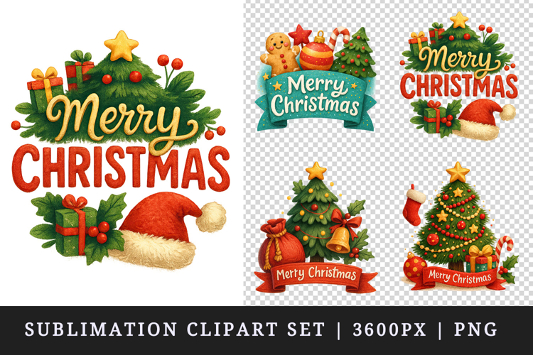 Merry Christmas clipart printable sublimation design png