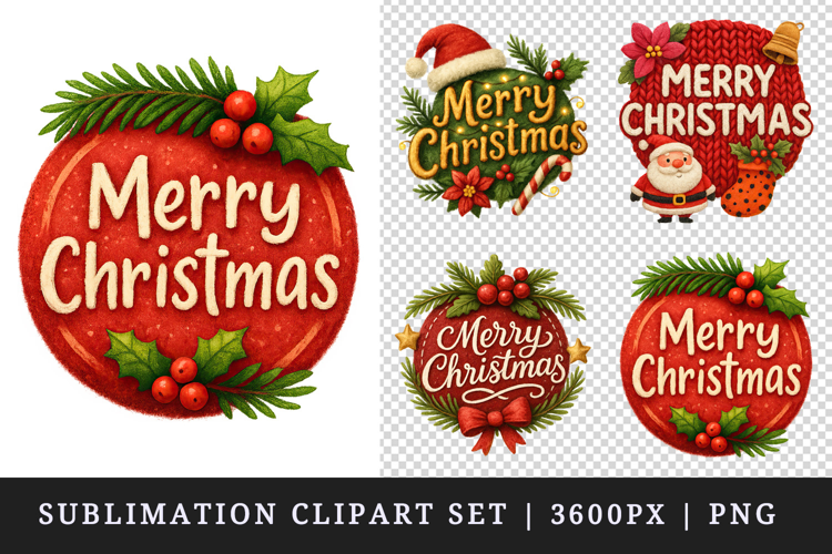 Merry Christmas clipart printable sublimation design png