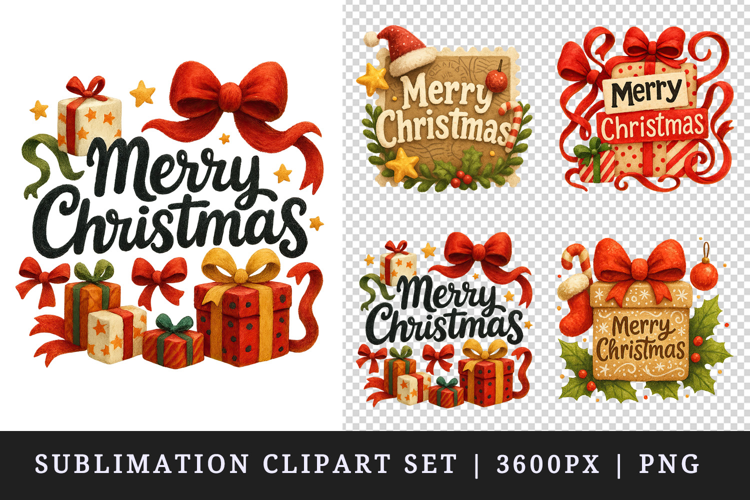 Merry Christmas clipart printable sublimation design png