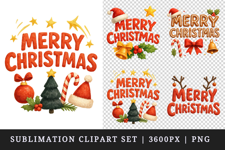 Merry Christmas clipart printable sublimation design png