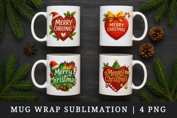 Merry Christmas mug wrap printable sublimation design