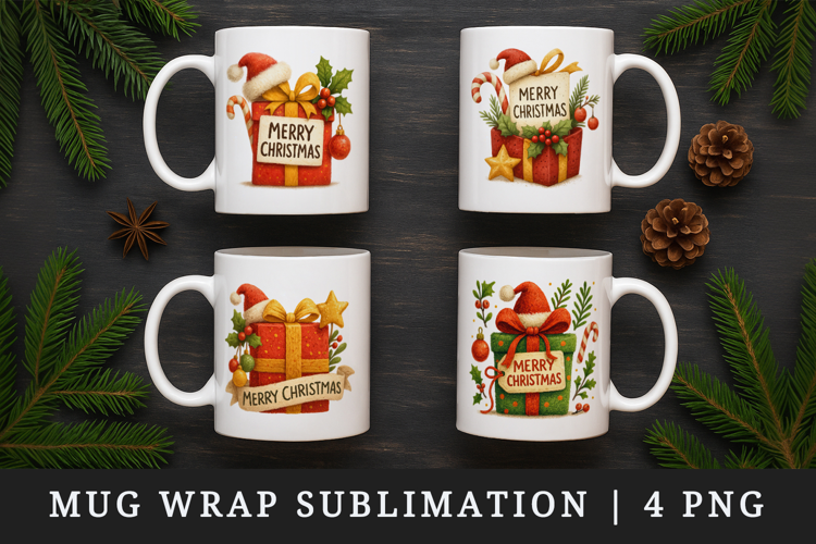 Merry Christmas mug wrap printable sublimation design