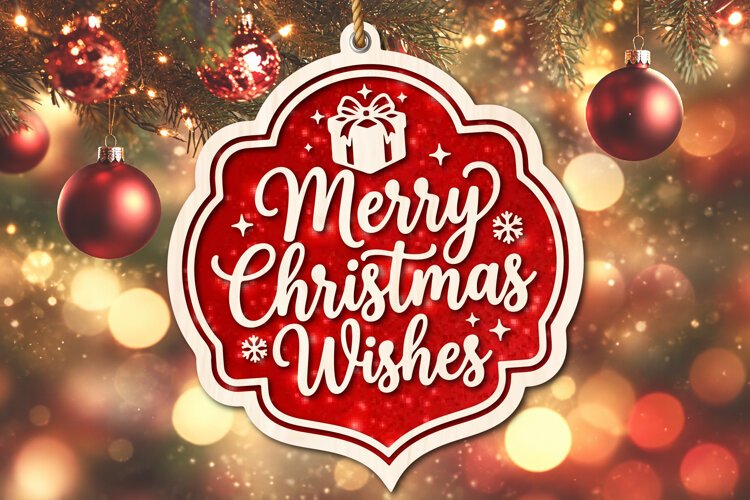 Merry Christmas Wishes Ornament SVG example image 1