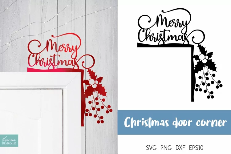 Merry Christmas And Christmas Berries For Door Corner Design