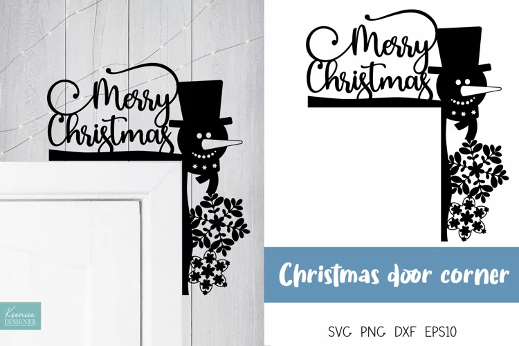 Merry Christmas And Snowman For Door Corner Design