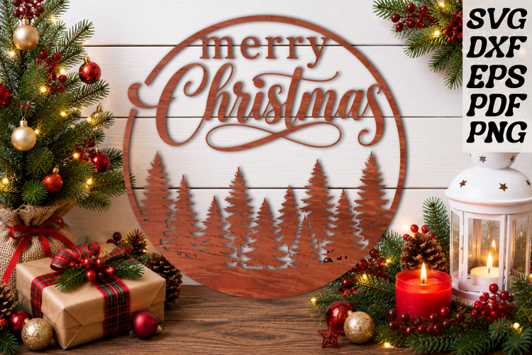 Merry Christmas Wooden Sign SVG