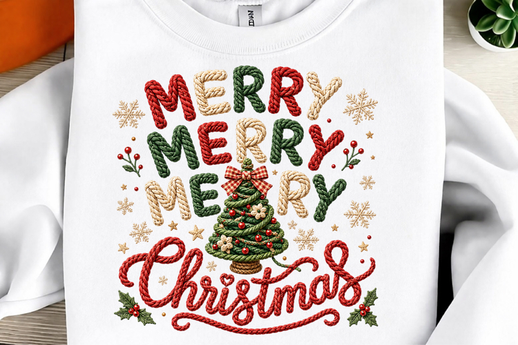 Merry Christmas Yarn Art PNG