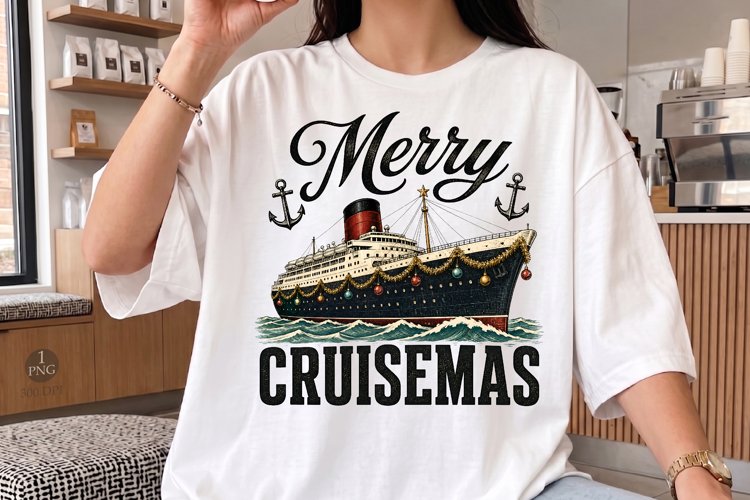 Merry Cruisemas PNG, Cruise Ship Christmas Design