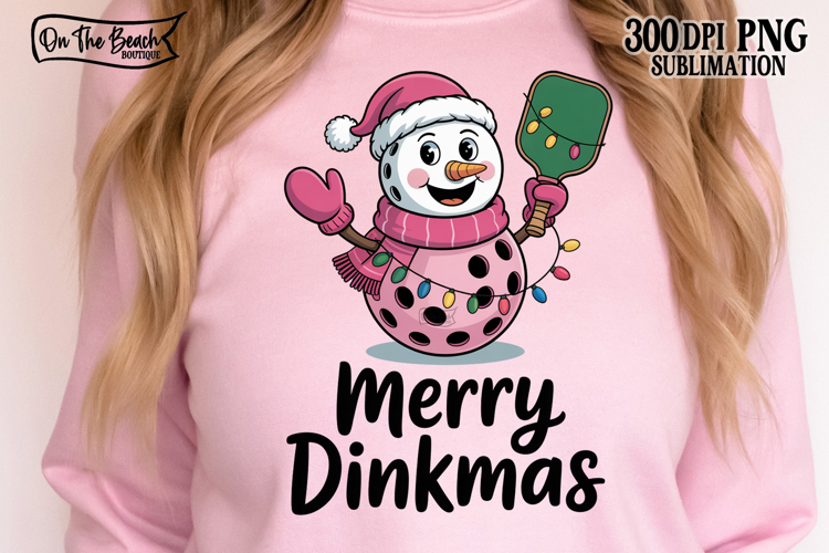 Merry Dinkmas Pickleball PNG Christmas Snowman Lights